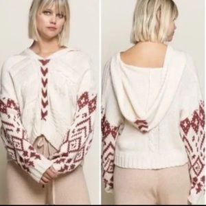 POL Cream/Black‎ Lizard Thicket Cropped Hooded Sweater Sz. L